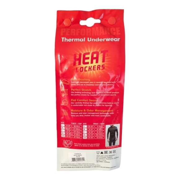 NWT Heat Lockers Men's Black Thermal Long Sleeve Crew Various Sizes - Picture 3 of 8